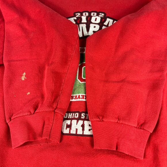 Y2K Champions Ohio State Buckeyes Sweatshirt Extra Large Red Thrashed Crewneck - Picture 4 of 16